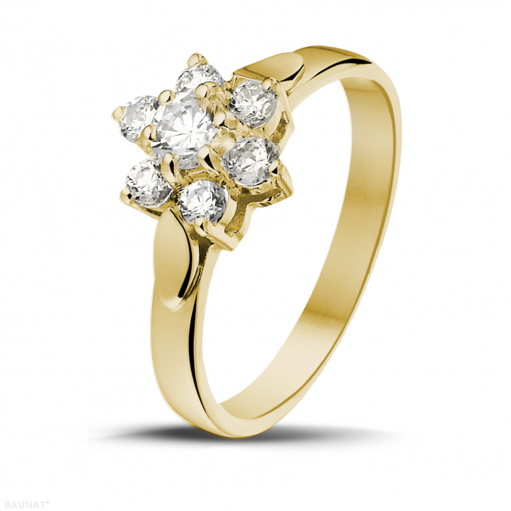 0.50 Karat Diamant Blumenring aus Gelbgold