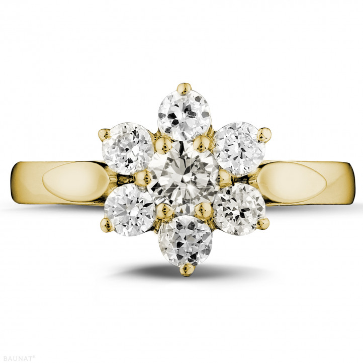 1.00 Karat Diamant Blumenring aus Gelbgold