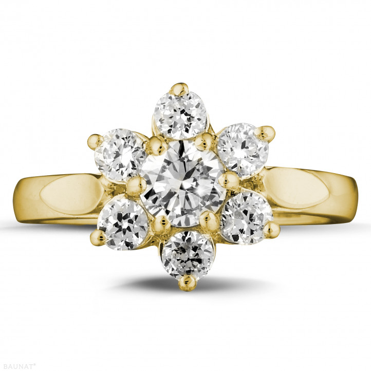 1.15 Karat Diamant Blumenring aus Gelbgold