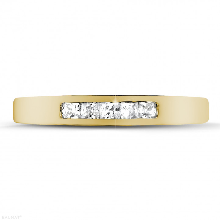 0.30 Karat Memoire Ring mit Prinzessdiamanten aus Gelbgold