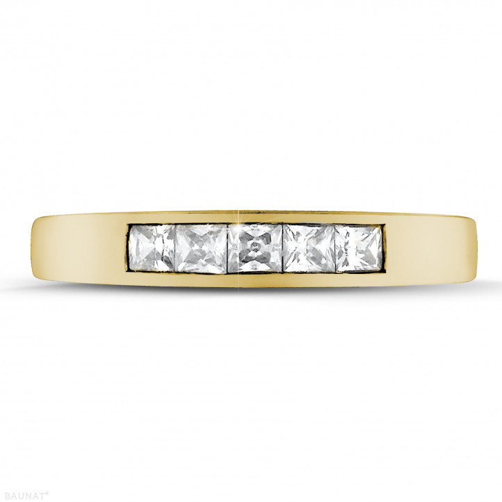 0.50 Karat Memoire Ring mit Prinzessdiamanten aus Gelbgold