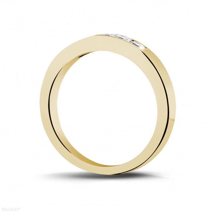 0.50 Karat Memoire Ring mit Prinzessdiamanten aus Gelbgold