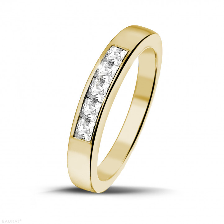 0.50 Karat Memoire Ring mit Prinzessdiamanten aus Gelbgold