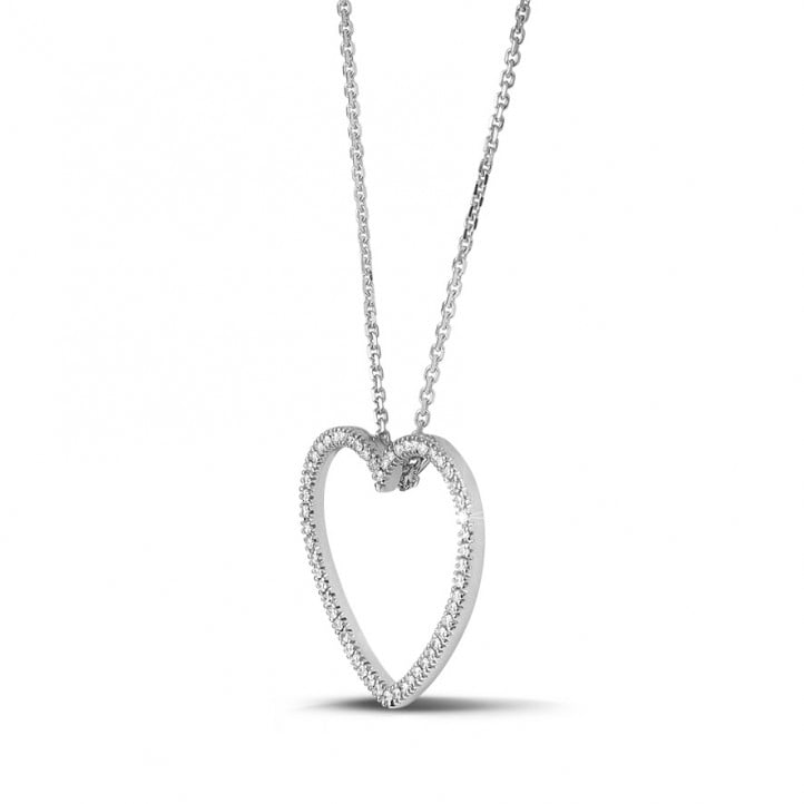 0.75 carat diamond heart shaped pendant in white gold