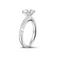 1.00 carat solitaire ring (half set) in white gold with side diamonds