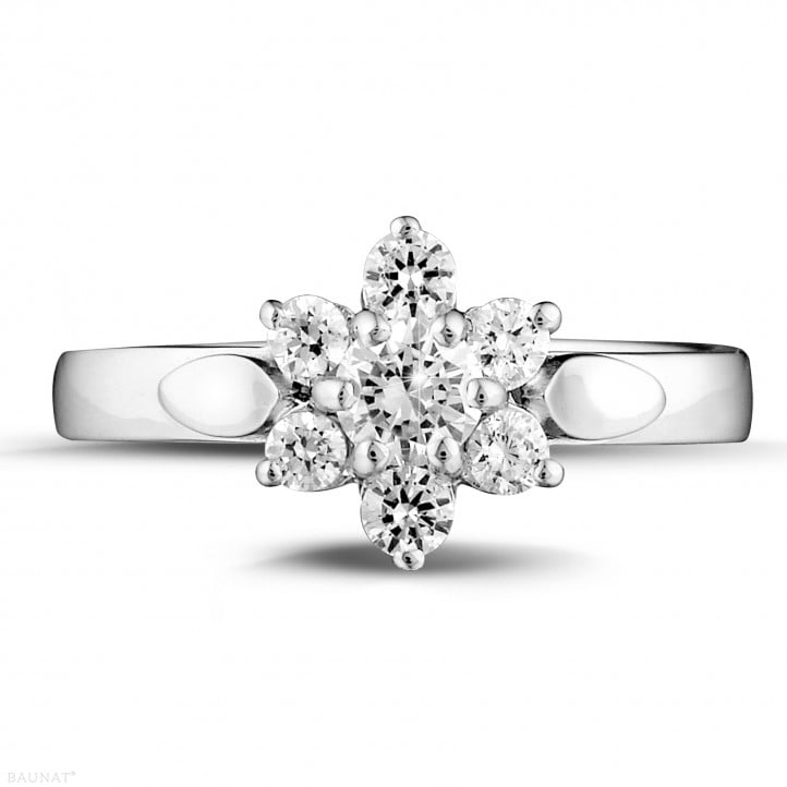 0.50 carat diamond flower ring in platinum