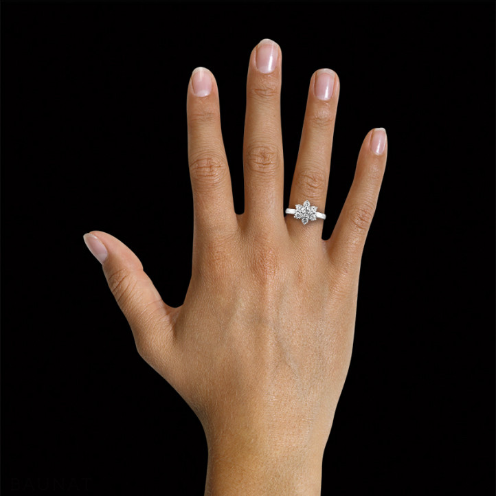 1.15 carat diamond flower ring in platinum
