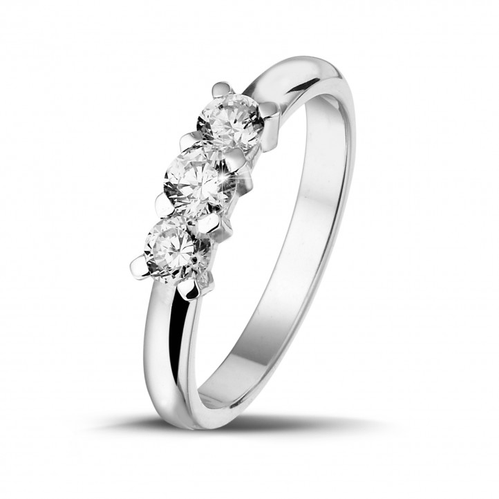 0.50 carat trilogy ring in platinum with round diamonds