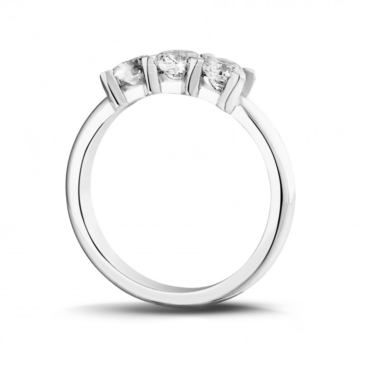0.75 carat trilogy ring in platinum with round diamonds