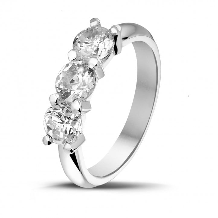 1.50 carat trilogy ring in platinum with round diamonds