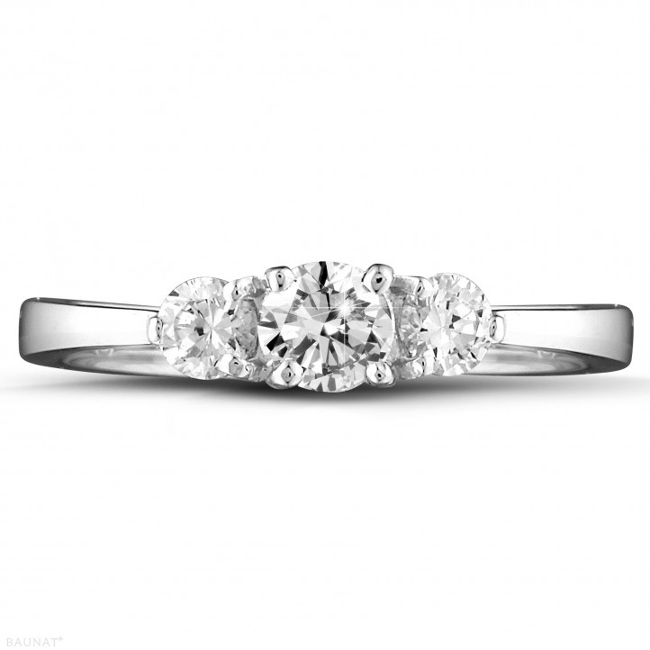 0.67 carat trilogy ring in platinum with round diamonds