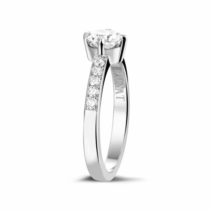 0.50 carat solitaire diamond ring in platinum with side diamonds
