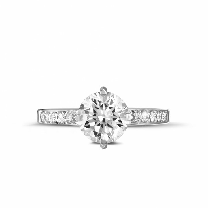 1.50 carat solitaire diamond ring in platinum with side diamonds