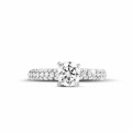 1.20 carat solitaire ring (half set) in platinum with side diamonds