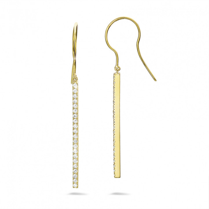 0.35 carat diamond rod earrings in yellow gold