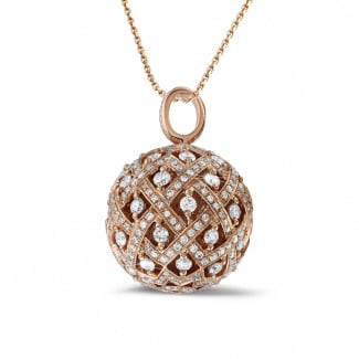 Necklaces - 2.00 carat diamond pendant in red gold