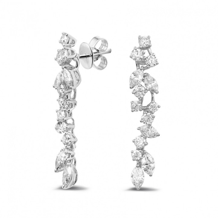 2.70 carat earrings in white gold with round and marquise diamonds