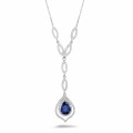 Diamond white golden necklace with a pear shaped sapphire