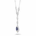 Diamond white golden necklace with a pear shaped sapphire