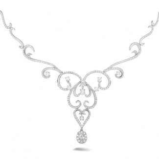 Gold necklace - 3.65 carat diamond necklace in white gold