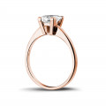 1.50 carat solitaire ring in red gold with princess diamond