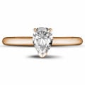 1.00 carat solitaire ring in red gold with pear shaped diamond