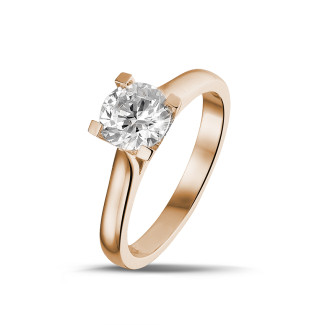 Gold diamond ring - 1.00 carat solitaire diamond ring in red gold