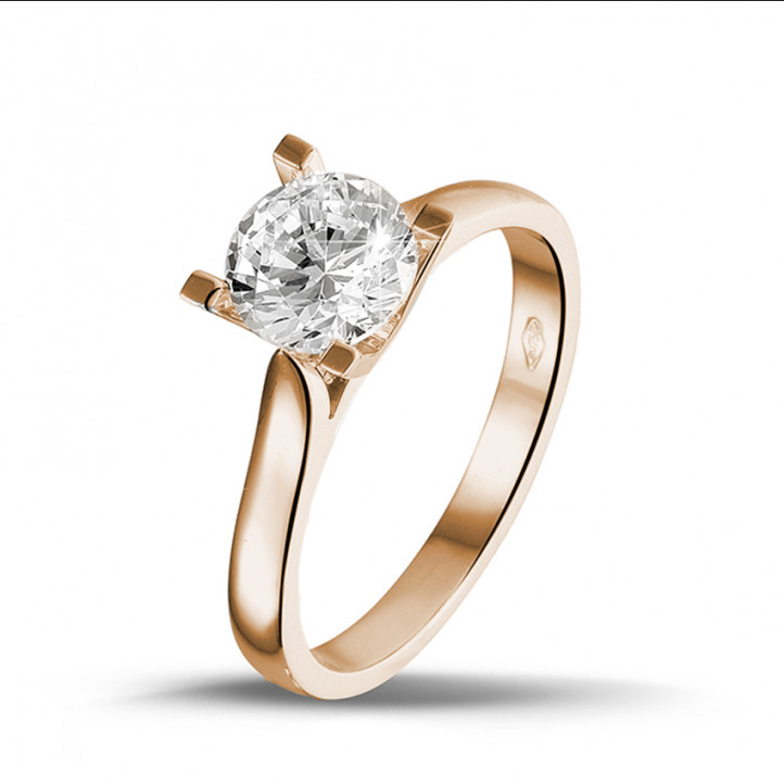 1.25 carat solitaire diamond ring in red gold