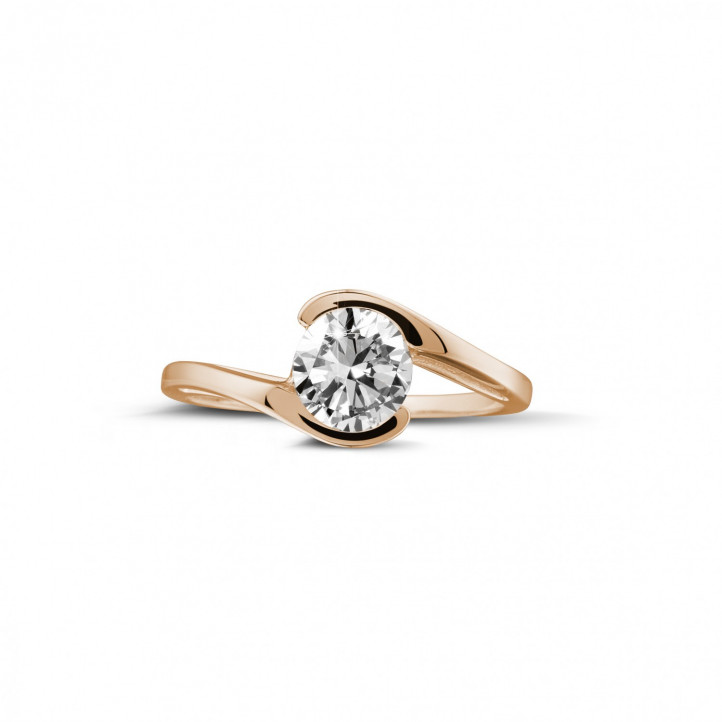 0.70 carat solitaire diamond ring in red gold