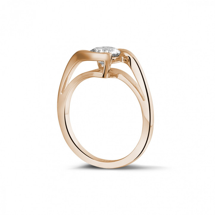 1.00 carat solitaire diamond ring in red gold