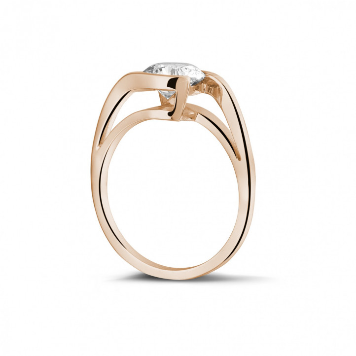 1.25 carat solitaire diamond ring in red gold