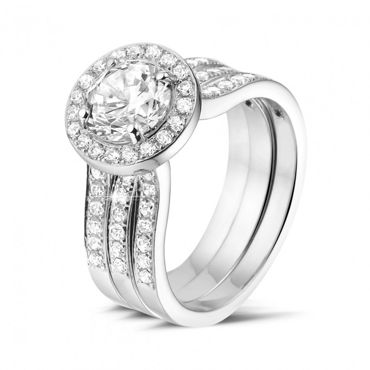 1.20 carat solitaire diamond ring in white gold with side diamonds