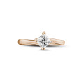 0.70 carat solitaire ring in red gold with princess diamond