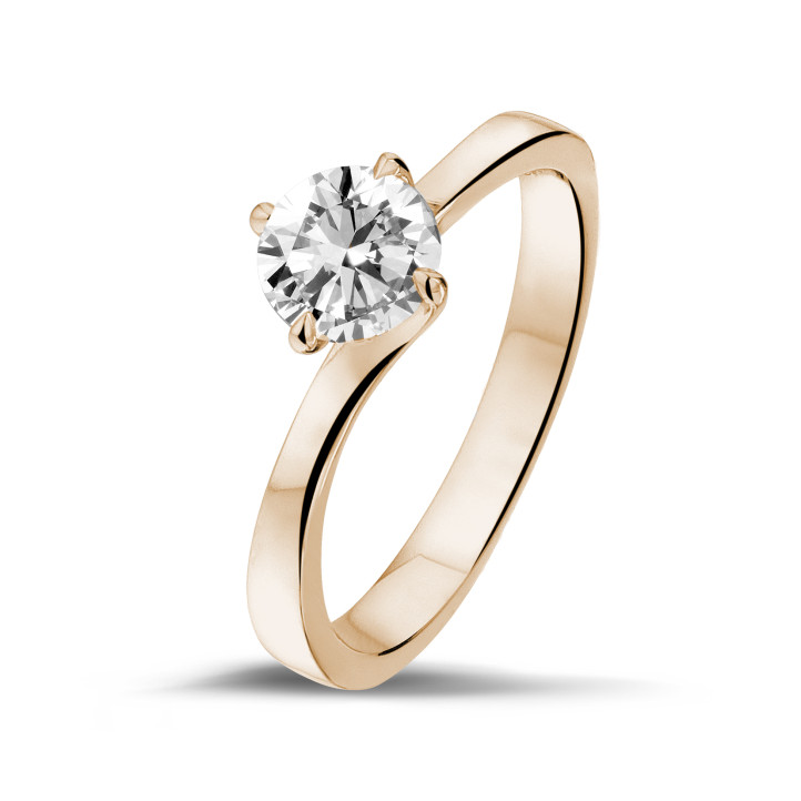 0.90 carat solitaire diamond ring in red gold