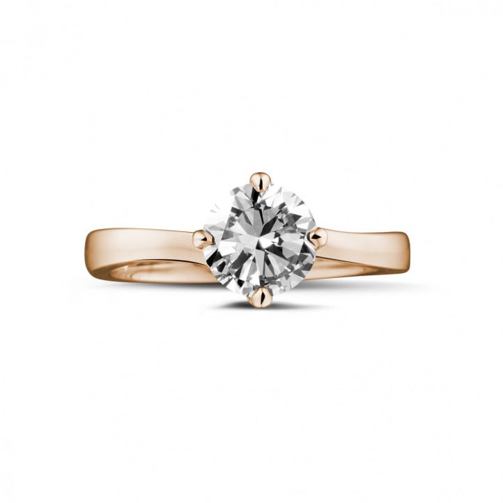 1.25 carat solitaire diamond ring in red gold