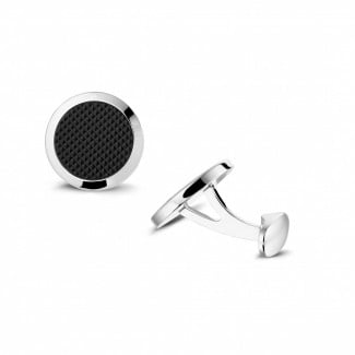 Cufflinks - White golden cufflinks with onyx - clou de Paris