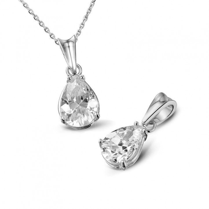 1.00 carat platinum solitaire pendant with pear shaped diamond