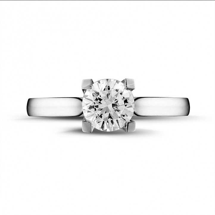 1.00 carat solitaire ring in white gold with diamond of exceptional quality (D-IF-EX-None fluorescence-GIA certificate)