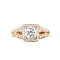 1.00 carat solitaire diamond ring in red gold with side diamonds