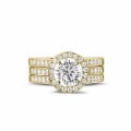 1.50 carat solitaire diamond ring in yellow gold with side diamonds
