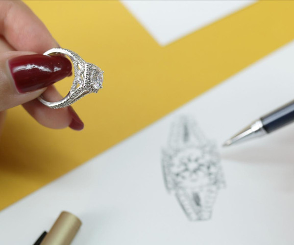 Jeweller designing diamond ring