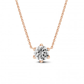 Necklaces - 1.00 carat solitaire pendant in red gold with round diamond