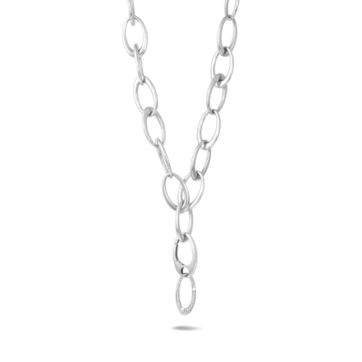 Classic chain necklace in white gold with diamond pendant of 1.70 carat