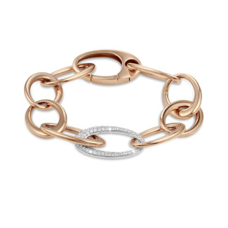 Bracelets - 1.70 carat classic diamond chain bracelet in red gold