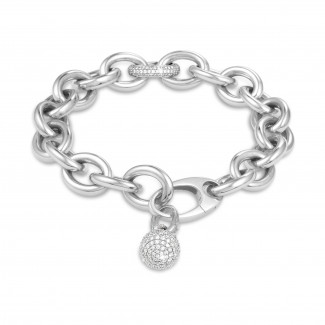 Gold bracelet - 0.34 carat bold diamond chain bracelet in white gold with diamond pendant of 1.44 carat