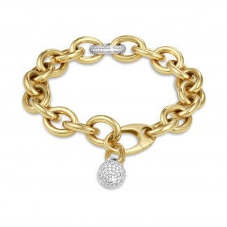 Bracelets - 0.34 carat bold diamond chain bracelet in yellow gold with diamond pendant of 1.44 carat