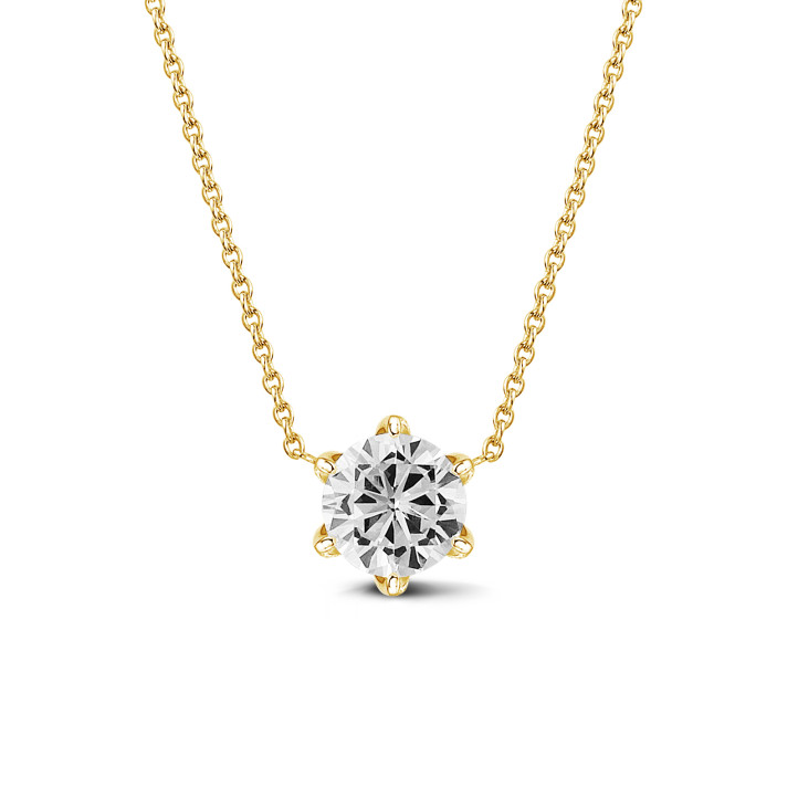 0.70 carat solitaire pendant in yellow gold with round diamond