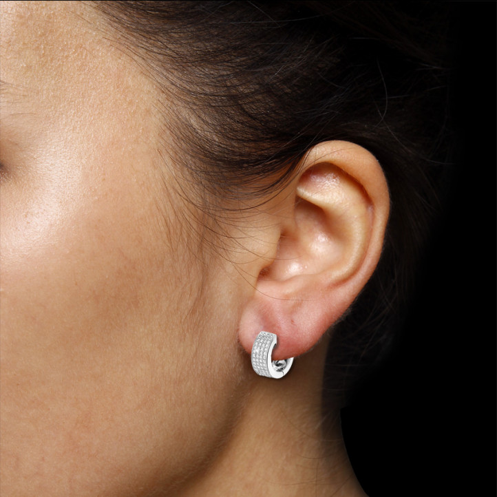 0.75 carat diamond creole earrings in white gold