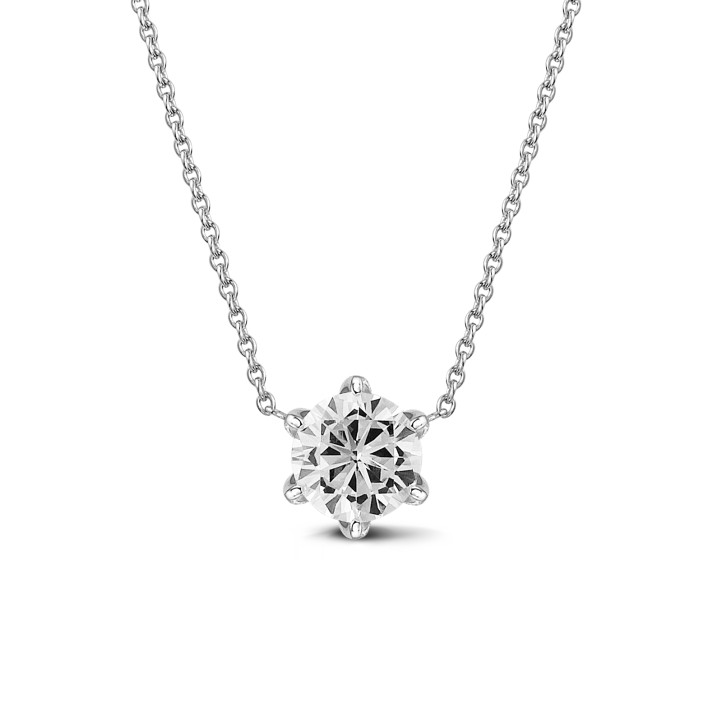 1.50 carat solitaire pendant in white gold with round diamond