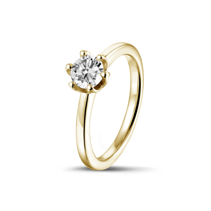 0.50 carat solitaire ring in yellow gold with round diamond